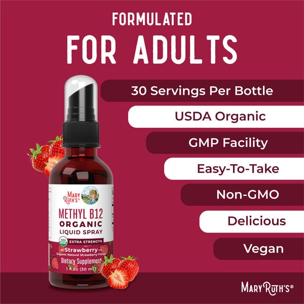 Methyl B12 Organic Spray, Strawberry | MaryRuth's Wholesale